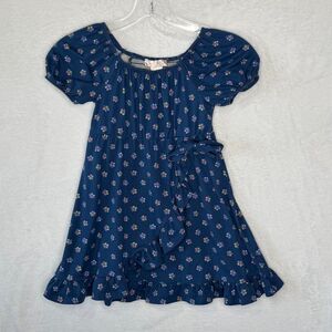 Emma & Elsa Girls Size 6 Blue Floral Dress Puff Sleeve